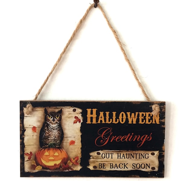 Halloween trä listning pumpa häxa husnummer trädgård dekor 3