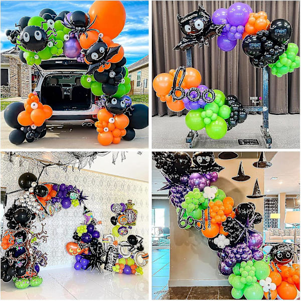 Halloween Ballonbue Kit - 134 Pack Sort Orange Lilla Grøn