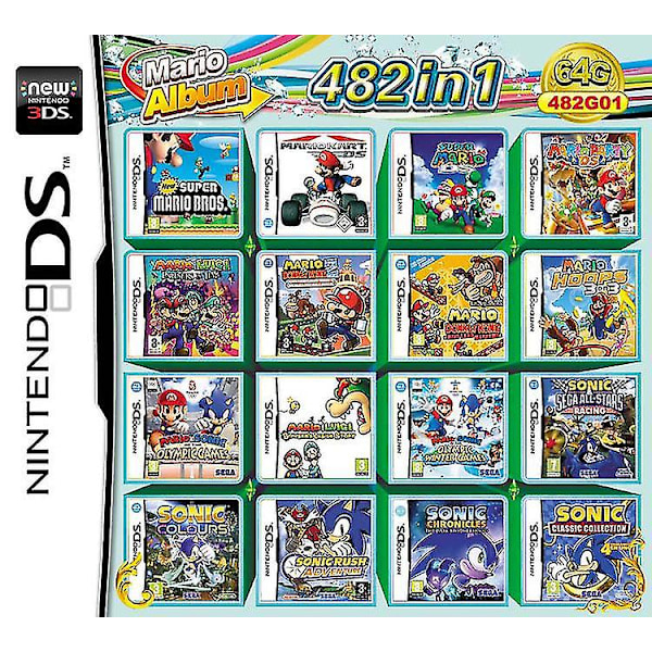 482 i 1 album videospelskort patron konsolkort för Nintendo Ds 3ds 2ds Nds Ndsl Ndsi