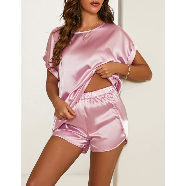 Silk Pyjamas Set för kvinnor Kortärmad satin nattkläder Pj Short Sets Soft