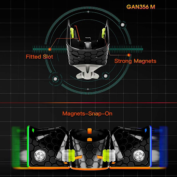 GAN 356 M, 3x3 Magnetic Speed Cube Stickerless Magic Cube