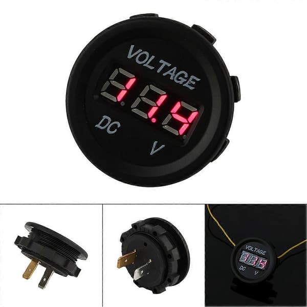 Universell 12 - 24V Vanntett Digital Voltmeter Rød LED For Bil Motorsykkel