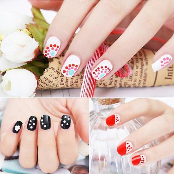 5 stk. Dot Pen Rhinestone Nail Art Dotting Tools Negledesign Marmor Leizing Værktøj til prikker og til marmorering