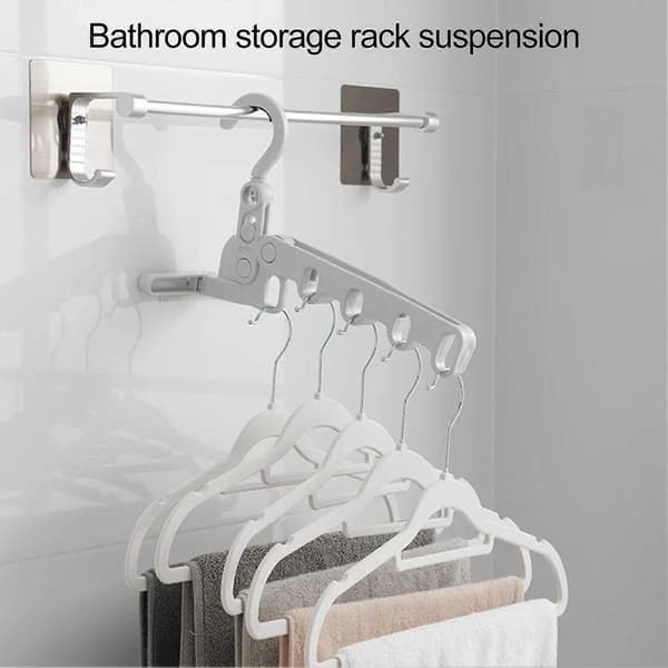Frakkehåndklædeholder Dør Bagkrog Kraftig 5-hullers Multifunktionel Sammenklappelig Pladsbesparende Organizer Rack Hjemmeforsyninger
