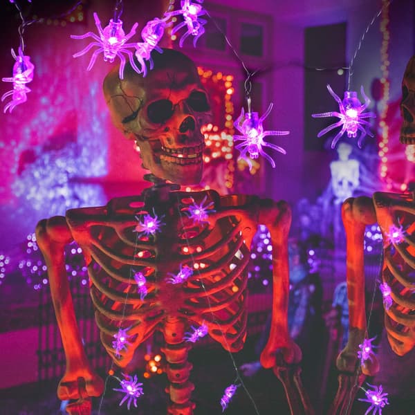 Halloween Fairy Lights, 2m 30 LED Lila Spider String Lights Bat