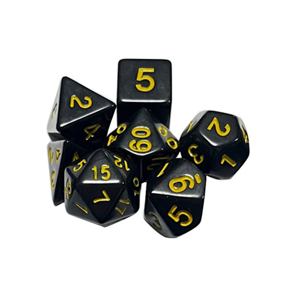 7 st DND-polyedriska tärningar RPG-tärningar för fängelsehålor-och-drakar, Pathfinder-MTG, D&D-rollspel, set Yellow