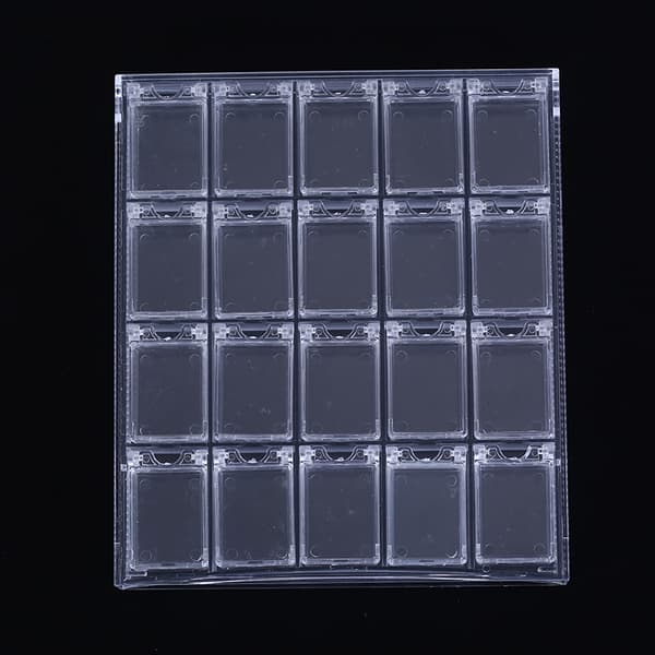20 rutnät Clear Nail Art Display bricka Glitter Rhinestone Decor S