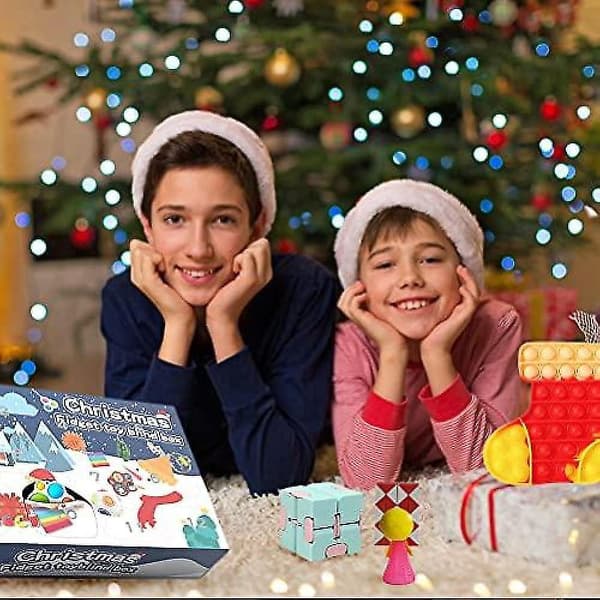 Fidget Julekalender 2021 Jule Nedtællingskalender 24 dages Billigt Pop Bubble Sensory Fidget Legetøjssæt