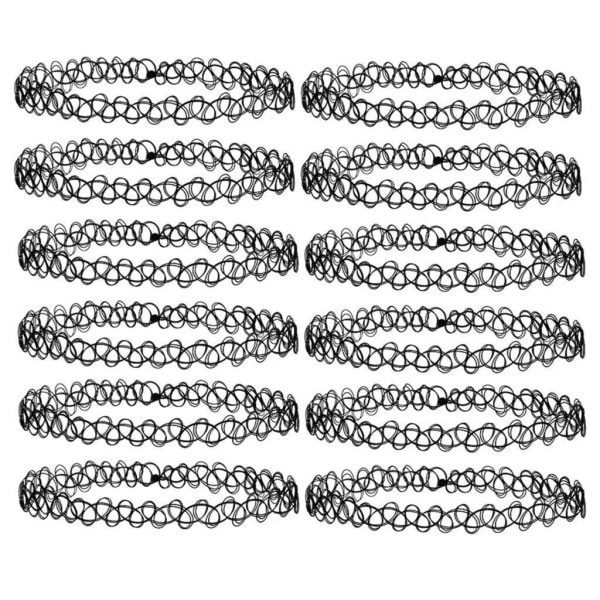 12-pakning Choker Halskjede / Halsbånd - One size black one size