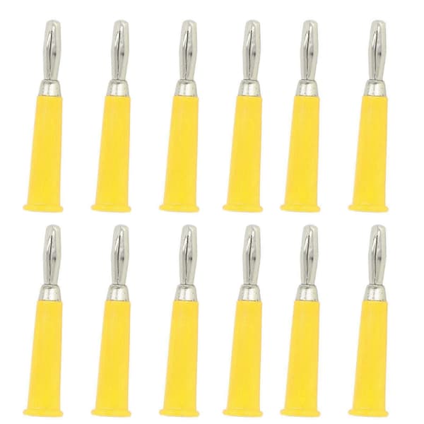100 stk. hornbananstik messing zinklegering ABS svejset bananstik til lastbilbatterier 4 mm gul