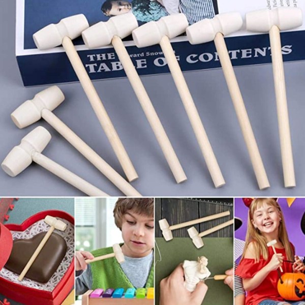 10 stk Mini trehammere for sjokolade, brekkbart hjertehammer, naturlig mini klubbe diy trehammer sjokolade