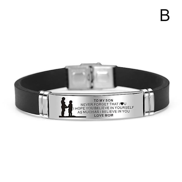 Till min son/dotter Armband Graverade Inspirerande meddelande Manschett Armband Födelsedag Examen Xmas B