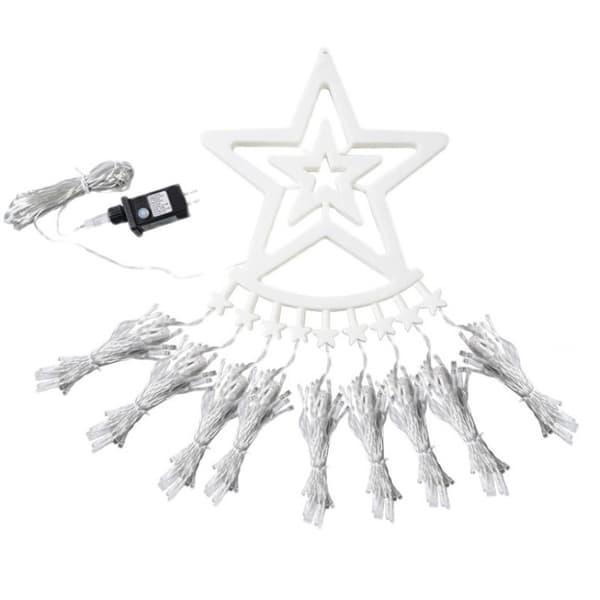 350 LED julgransslingor med stjärna, 9*3,5m Vit