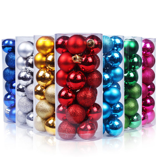 24-pack julbollsdekorationer 40 mm splittringssäker Färgglad golden