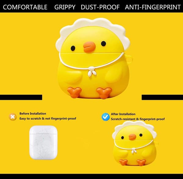 (Liten gul kylling) for Airpods 1/2 mykt silikondeksel, 3D Cu