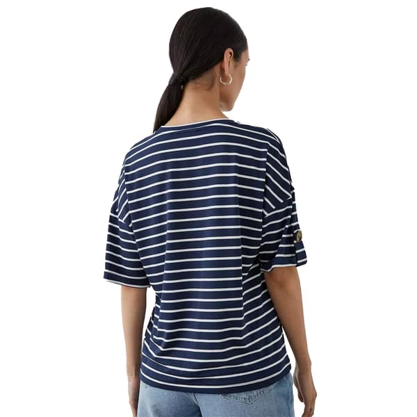 Principer Dam/Dam Kontrastrandig T-shirt Navy 12 UK