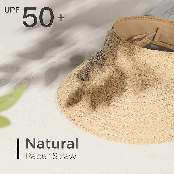 Solhatt for kvinner, sammenleggbar solhatt, sommerhatt med hestehale for stranden