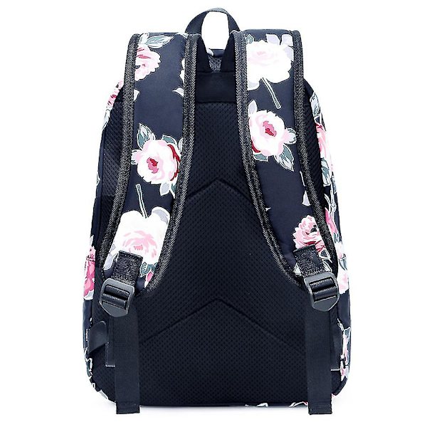 Blomstermønster skolesekk Navy Blue