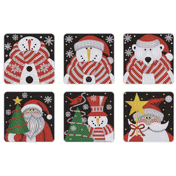 DIY Diamond Painting Coaster Set om 6 - Jultomten