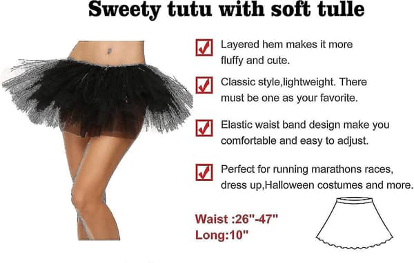 Simplicity Dame Klassisk 5-lags Tutu-nederdel i tyl_L Red