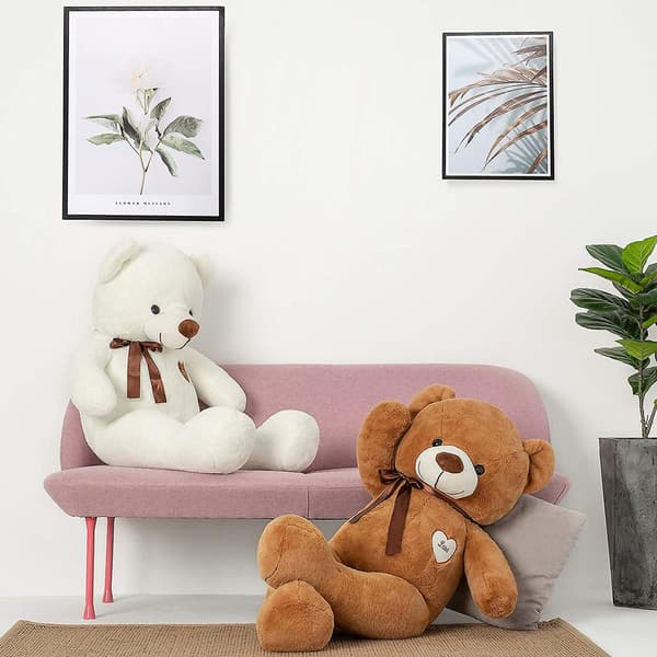 Sød bamseplyslegetøj, stor bjørnedukke dark brown 80cm