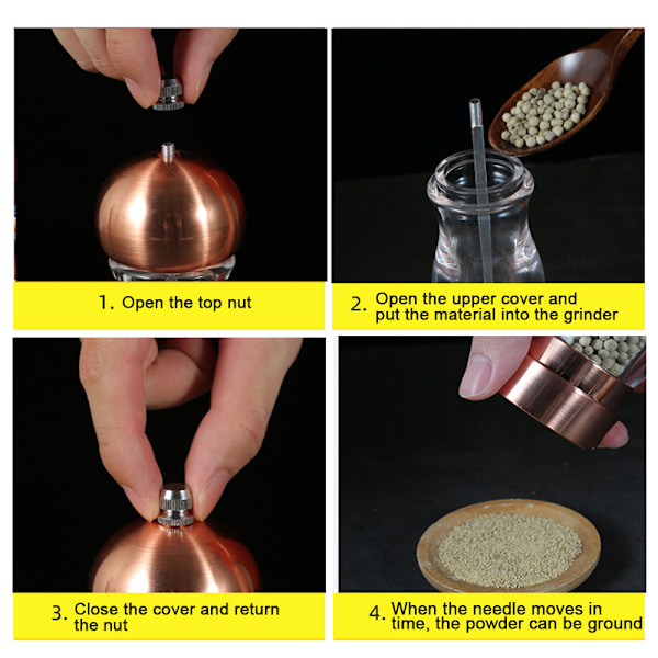 Mylly uusi läpinäkyvä pippurimylly maustekahvi manuaalinen Bronze 6 Inch Bubble Wrap