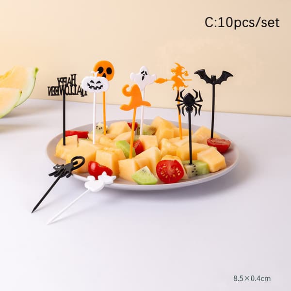 6/8/10 ST Fruktgaffel Tecknad Mini Halloween Trafikskylt Välj D