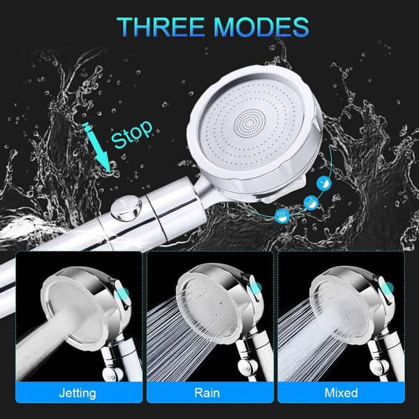 Brusehoveder, 360° rotation, med 2M PVC-slange, med 3 højt tryk
