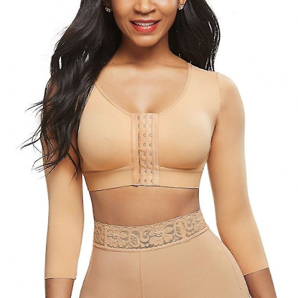 Womens hapewear 3/4 ärm Arm haper Front tängning Kompression BH Post urgery Posture Corrector Linne BEIGE S