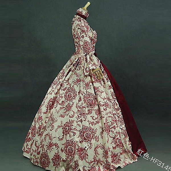Europeisk middelalder Victoria Queen Princess Bryllupsfest Høytidskjole Halloween Kvinner Karneval Court Noble Palace Cosplay 4XL