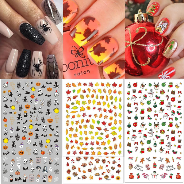 18 ark Hopday Nail Stickers, Halloween Jul Thanksgiving Day