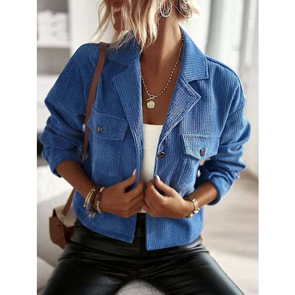 Damtemperament Casual Damkappa 2023 Enfärgad Allmatchande modetopp blue M