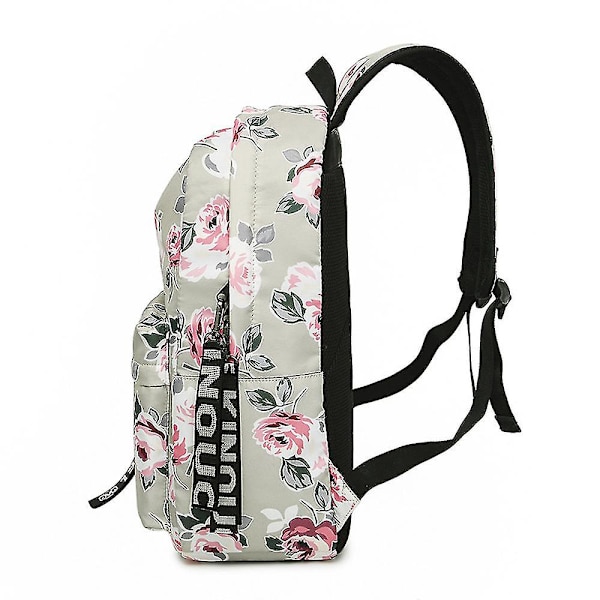 Blomstermønster skolesekk Light Gray