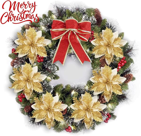 Jul kunstig glitterblomst 12ST Julestjerne blomster til jul