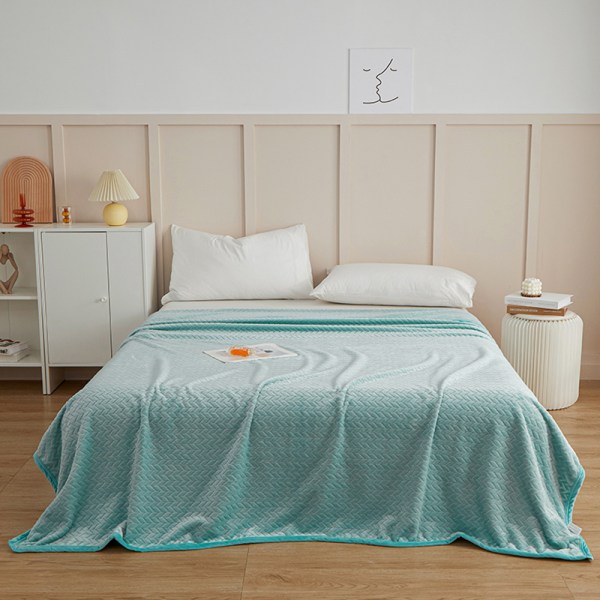 Pure-Color Wheat Ear Pattern Plyschfilt Vikbar Håll Varm Mysig filt För Bäddsoffa Sky Blue 100*150cm