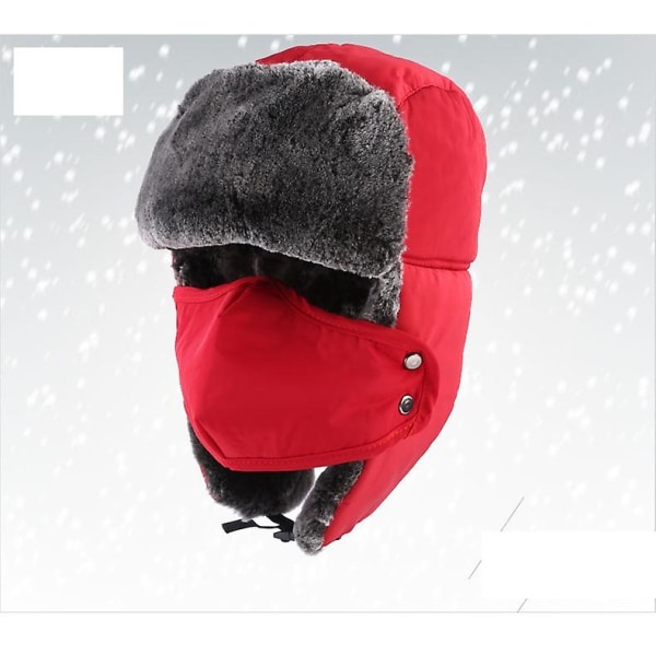 Unisex vinteröronflik Trapper Bomber Hatt Håller sig varm medan du åker skridskor skidor eller andra utomhusaktiviteter (röd)