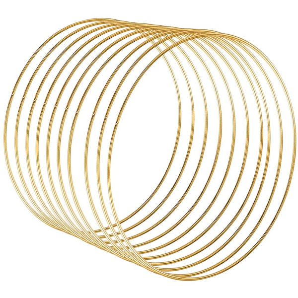 Metallringar, 10 st, 25 cm ø, guldbelagda, trådringar för