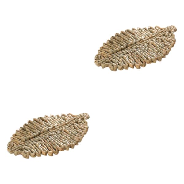 1/2/3/5 Rattan Placemat för Creative Thicken Khaki Leaf Shaped Light Brown 23x16cm 2Set