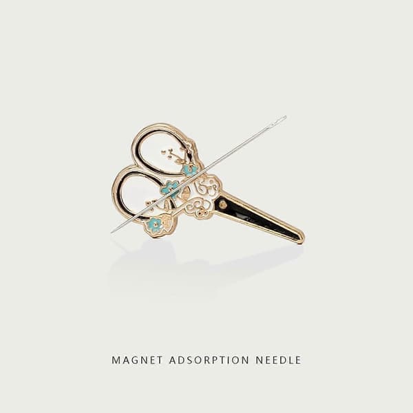 2 stk nåleholdere med magnet, palmeblad og saks design, for korssting og broderitilbehør