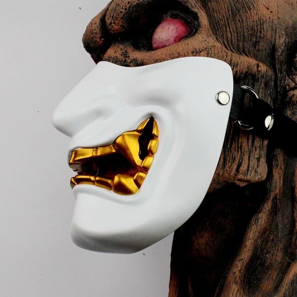 Cosplay Mask Game Half Face Airsoft Oni Mask Halloween Mask GRÅ grey