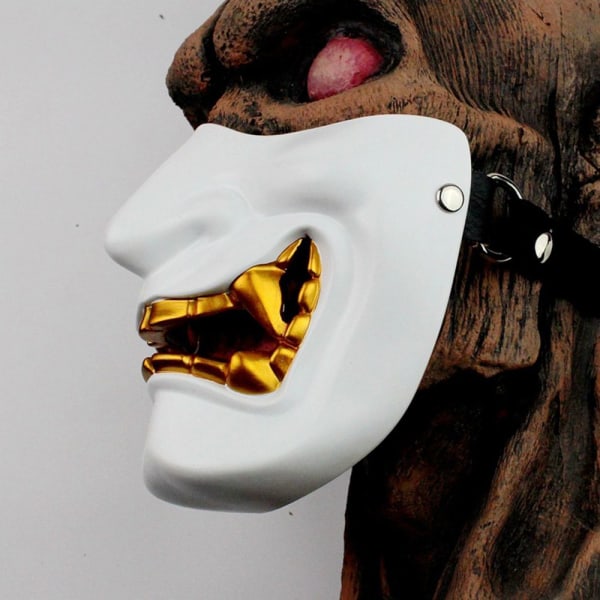 Cosplay Mask Peli Half Face Airsoft Oni Mask Halloween Mask black