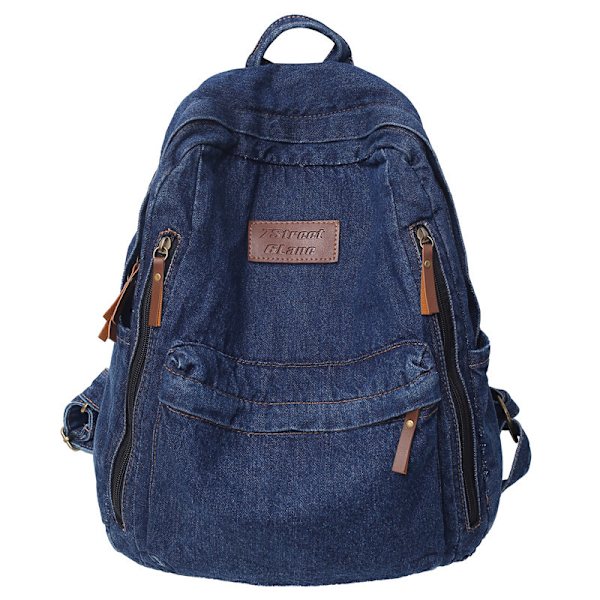 Enkel reseryggsäck Fritidssäck Casual axlar Bokväska med dragkedjefickor Utomhusresor Camping Dagsäckar Navy blue