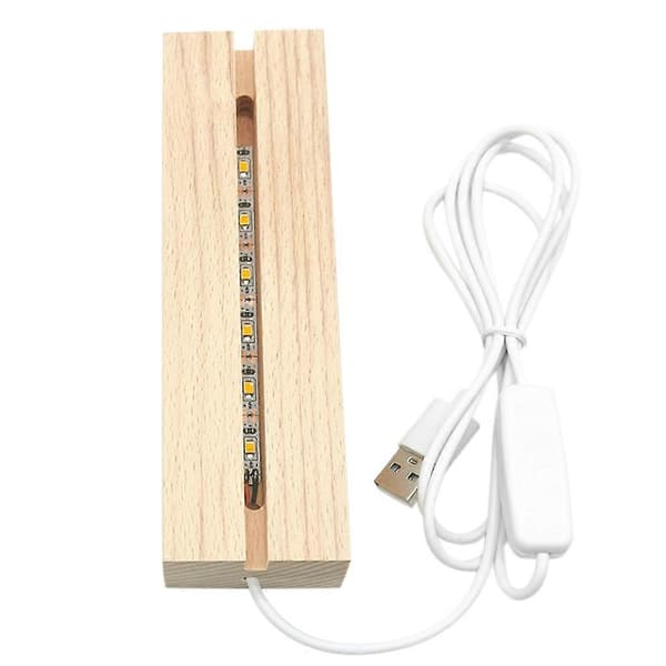 Bøk Tre Lysbaser USB-drevet LED Nattlys Bordlampe Baseholder