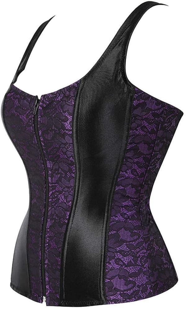 Korsetter för kvinnor Overbust Bustier Top Gothic exy houlder Purple 2928 S