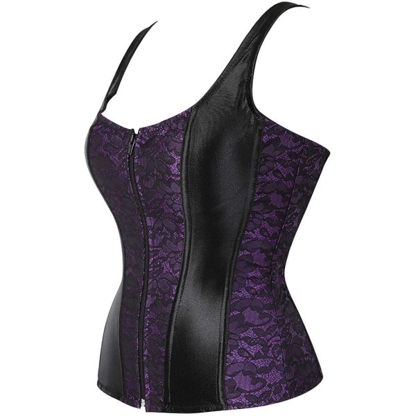 Korsetter för kvinnor Overbust Bustier Top Gothic Sexy Shoulder Purple 2928 L