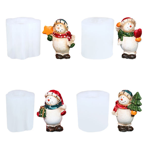 Creative Form Mould för gips och ljus 3D Snowman Juldekorationer Form Form null - C
