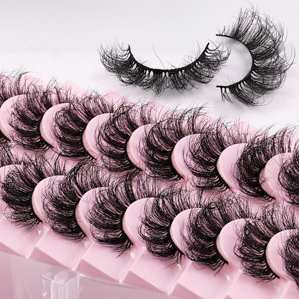 10 Par Mink Ögonfransar 3D Mink Fransar Tjocka Handgjorda Helremsa Fransar Grymhetsfria Mink Fransar Lösögonfransar Makeup C