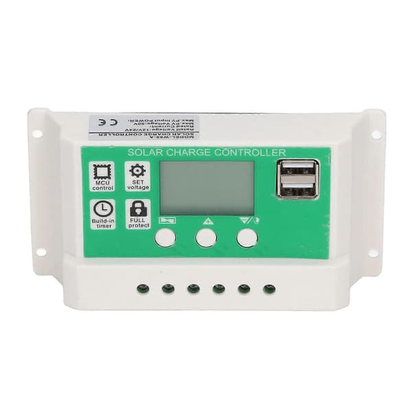 PWM solcellekontroller automatisk identifikasjon dobbel USB-port solcellelader med PV-kabel for hjem 24V 12V 10A