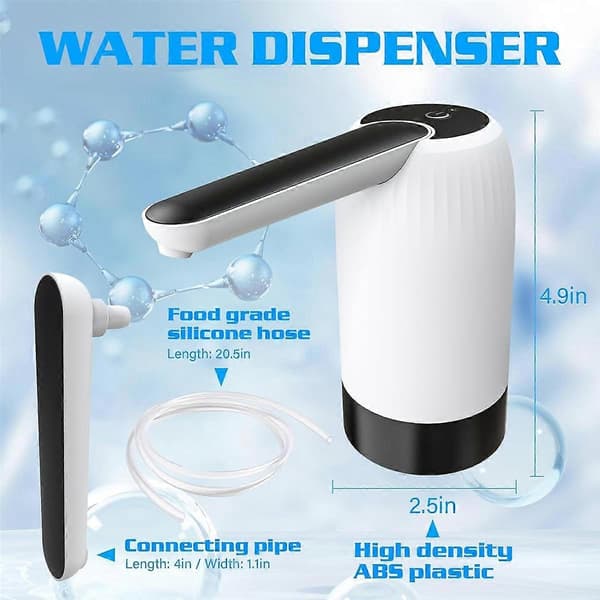 5 Gallon Flaske Vanndispenserpumpe - Automatisk Drikkevannsdispenser med USB-lading, Bærbar Elektrisk