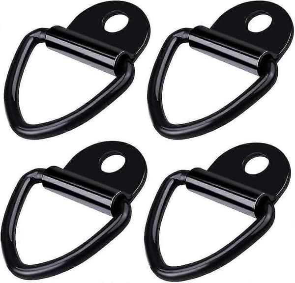 4 Stykker Surrering, D-ring Tilhenger, Kraftig Surrekrok i Rustfritt Stål, Svart